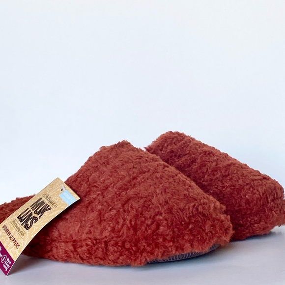 Muk Luks 🆕| Rust/Clay Brown Maven Teddy Bear Shearling Slippers. - Picture 3 of 6